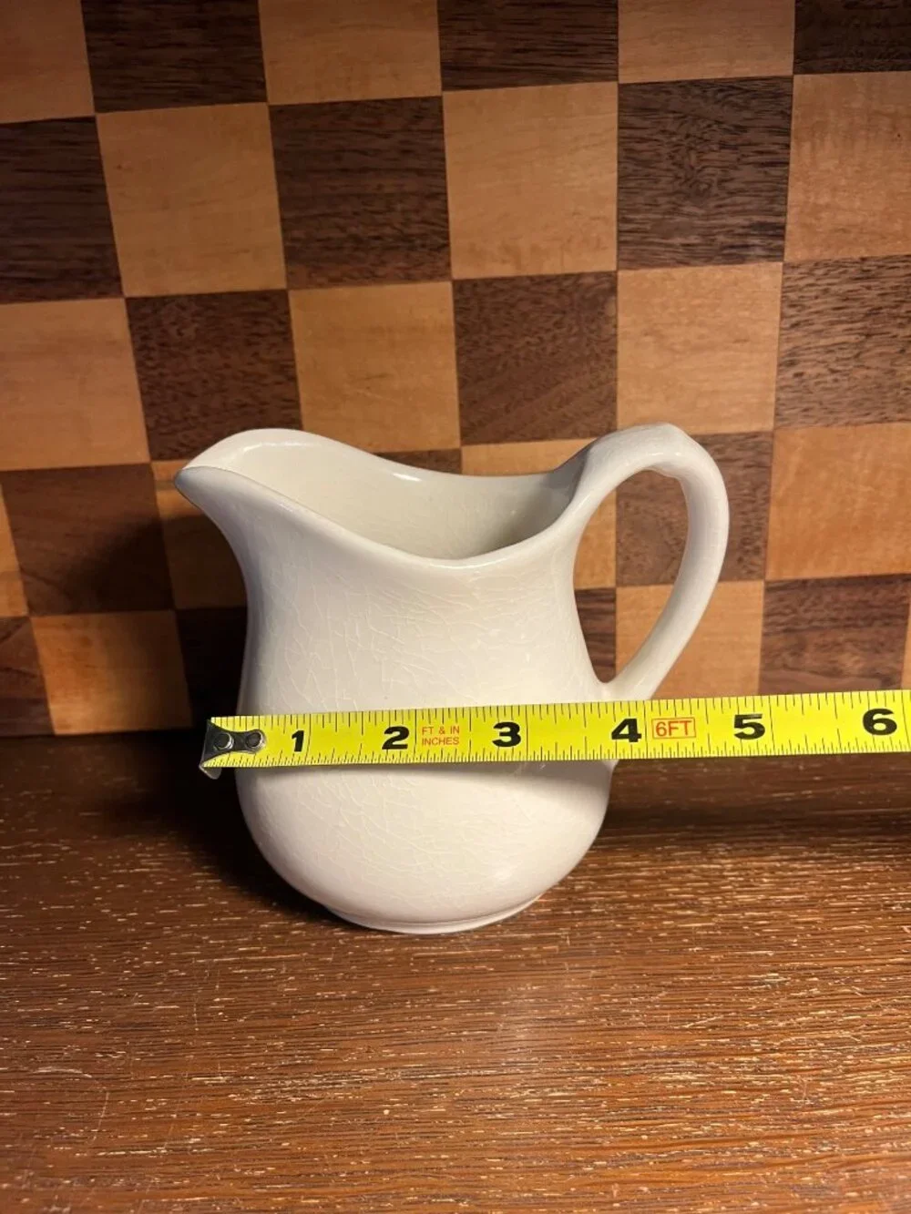 Small Ironstone Restaurant Ware Creamer Pitcher A595, crazing, imperfections